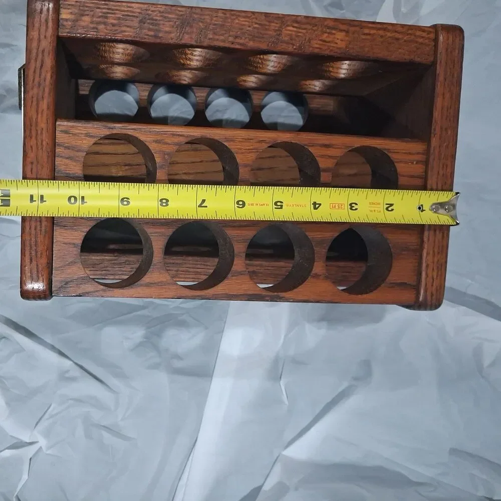 Vtg Wood Spice Rack, Spinning 32-Compartment Rectangular Brown Walnut Tone